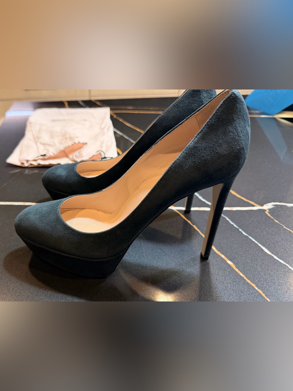 Sergio Rossi black Suede Pointed-Toe Pumps